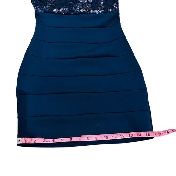 Sequin Hearts Navy Blue Sequin Bodycon Midi Dress - Size 7 - Picture 15 of 16